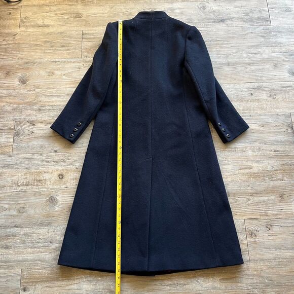 Domino New York Wool Trench Coat Women's Medium Blue Vintage 90s 80s Button - Picture 9 of 11